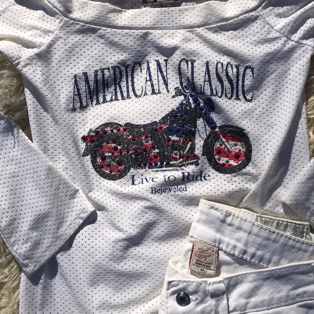 Bejeweled L/S off the shoulder T-shirt